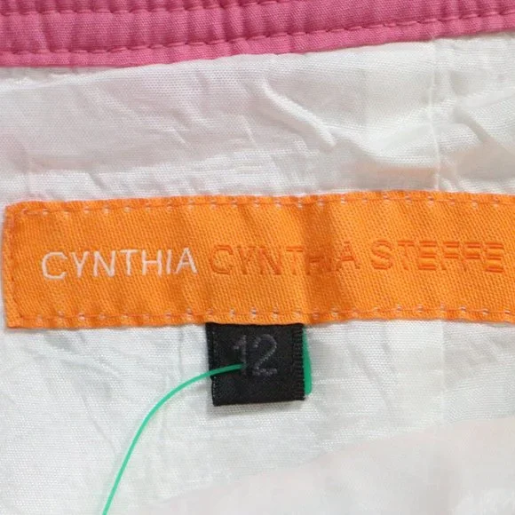 CYNTHIA STEFFE White/Pink Floral A- Line Midi Skirt Sz 12 - Picture 4 of 10